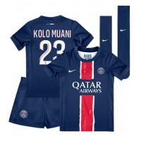 Stroje piłkarskie Paris Saint-Germain Randal Kolo Muani #23 Koszulka Podstawowej dla dzieci 2024-25 Krótki Rękaw (+ szorty)